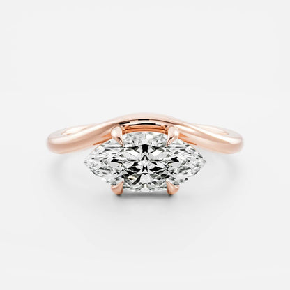 1.5 CT Marquise: Wavy Solitaire Lab Grown Diamond Engagement Ring