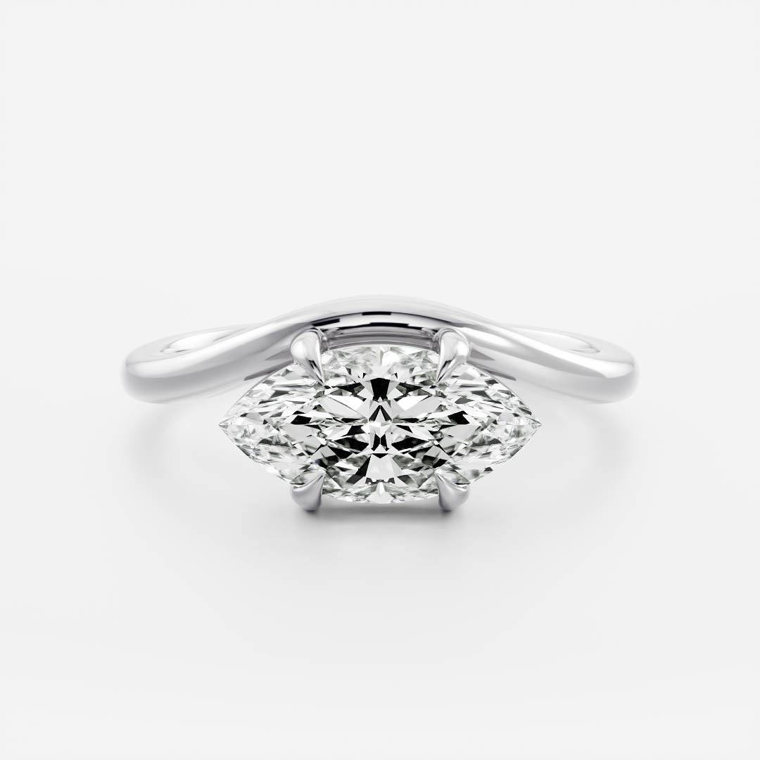 1.5 CT Marquise: Wavy Solitaire Lab Grown Diamond Engagement Ring