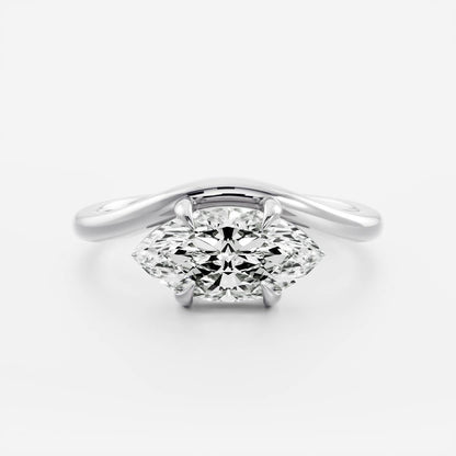 1.5 CT Marquise: Wavy Solitaire Lab Grown Diamond Engagement Ring