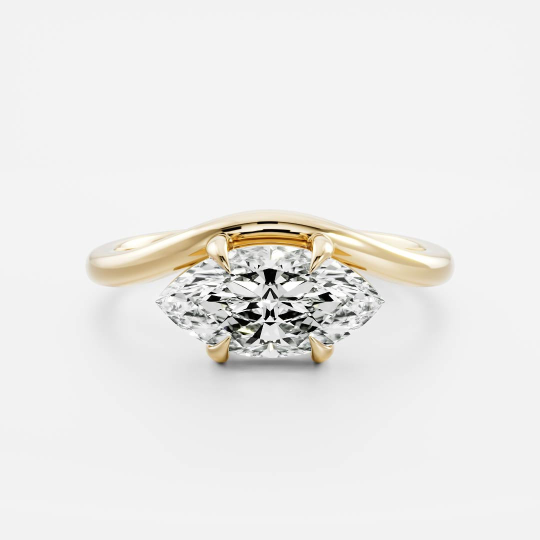 1.5 CT Marquise: Wavy Solitaire Lab Grown Diamond Engagement Ring