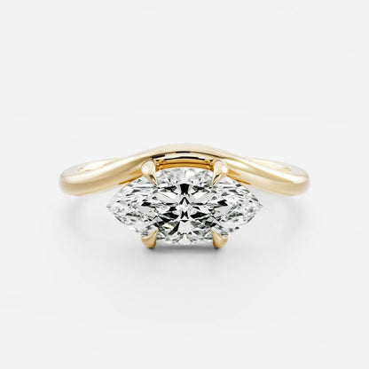 1.5 CT Marquise: Wavy Solitaire Lab Grown Diamond Engagement Ring