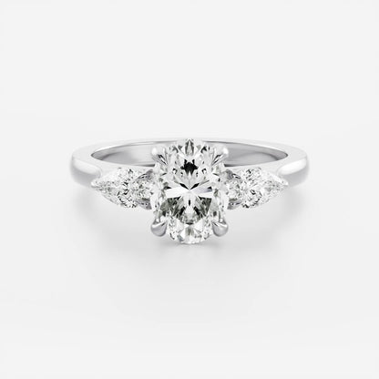 2 CT Oval: Three Stone Lab Grown Diamond Engagement Ring
