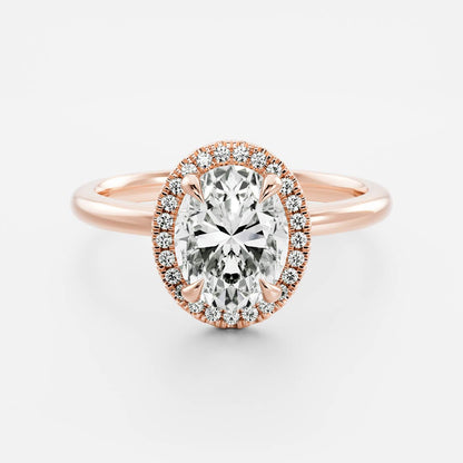 2 CT Oval: Halo Lab Grown Diamond Engagement Ring