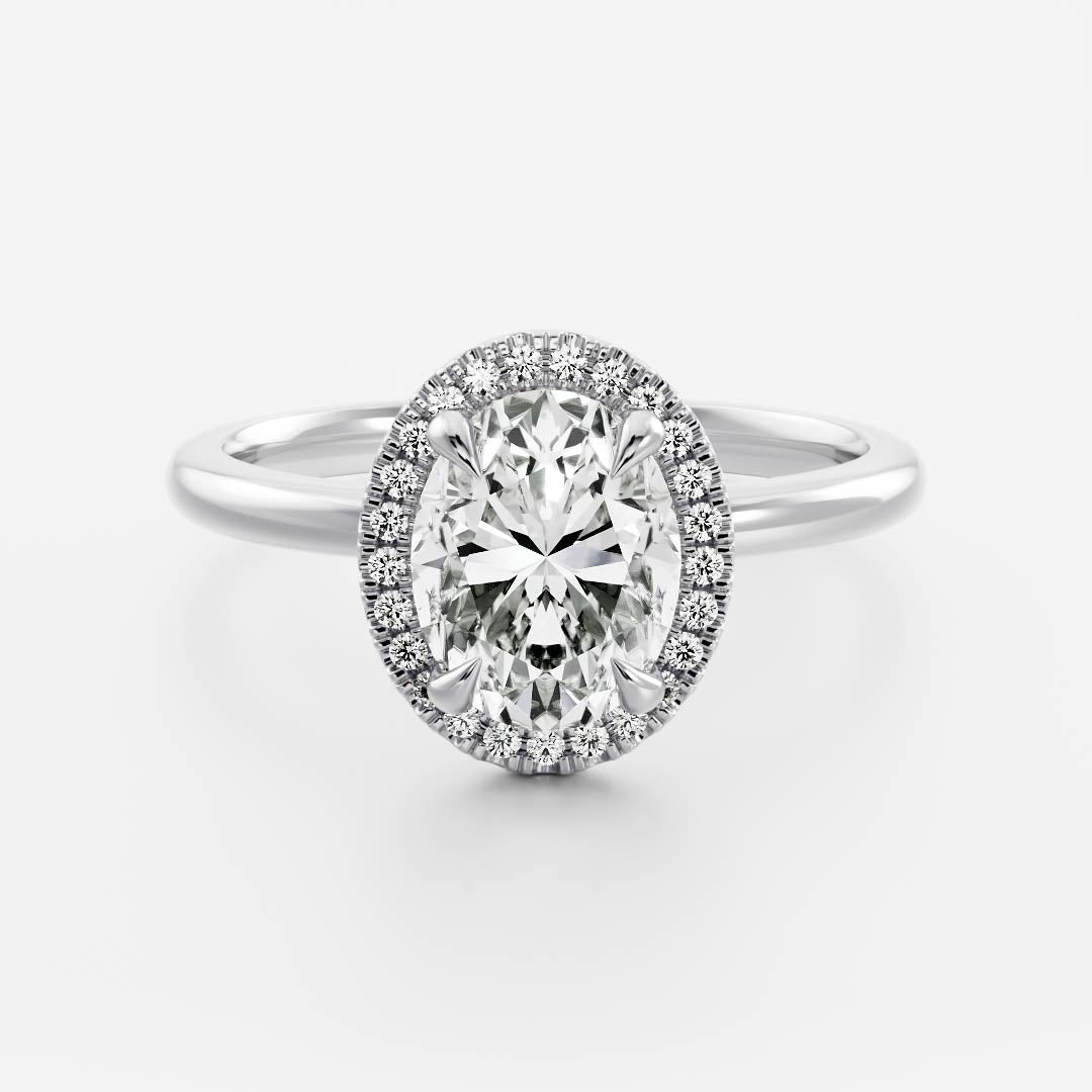 2 CT Oval: Halo Lab Grown Diamond Engagement Ring