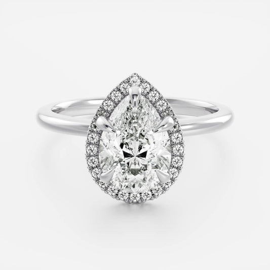 Pear: Halo Lab Grown Diamond Engagement Ring