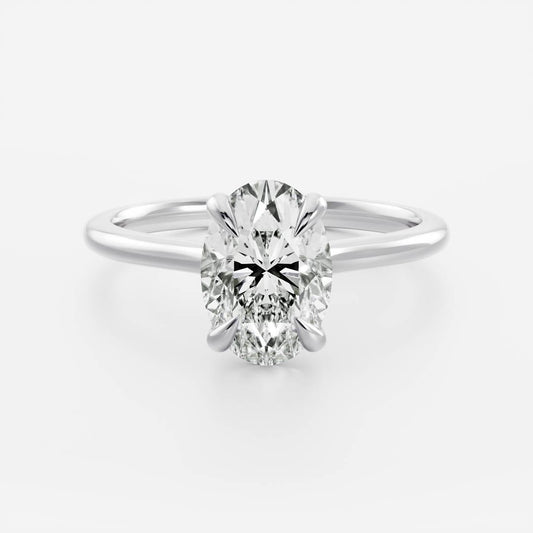 Oval: Cathedral Solitaire Lab Grown Diamond Engagement Ring