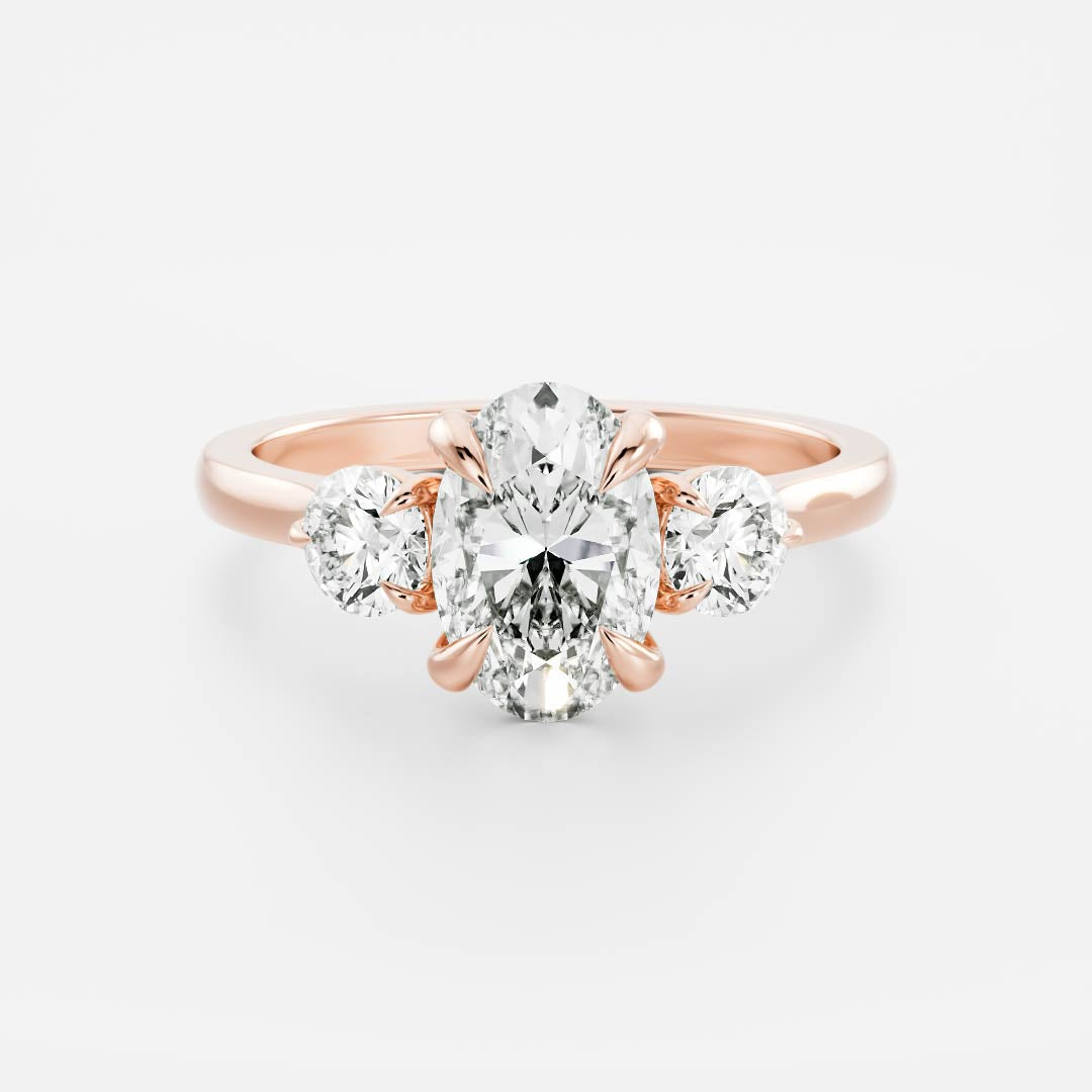 1 CT Oval: Three Stone Lab Grown Diamond