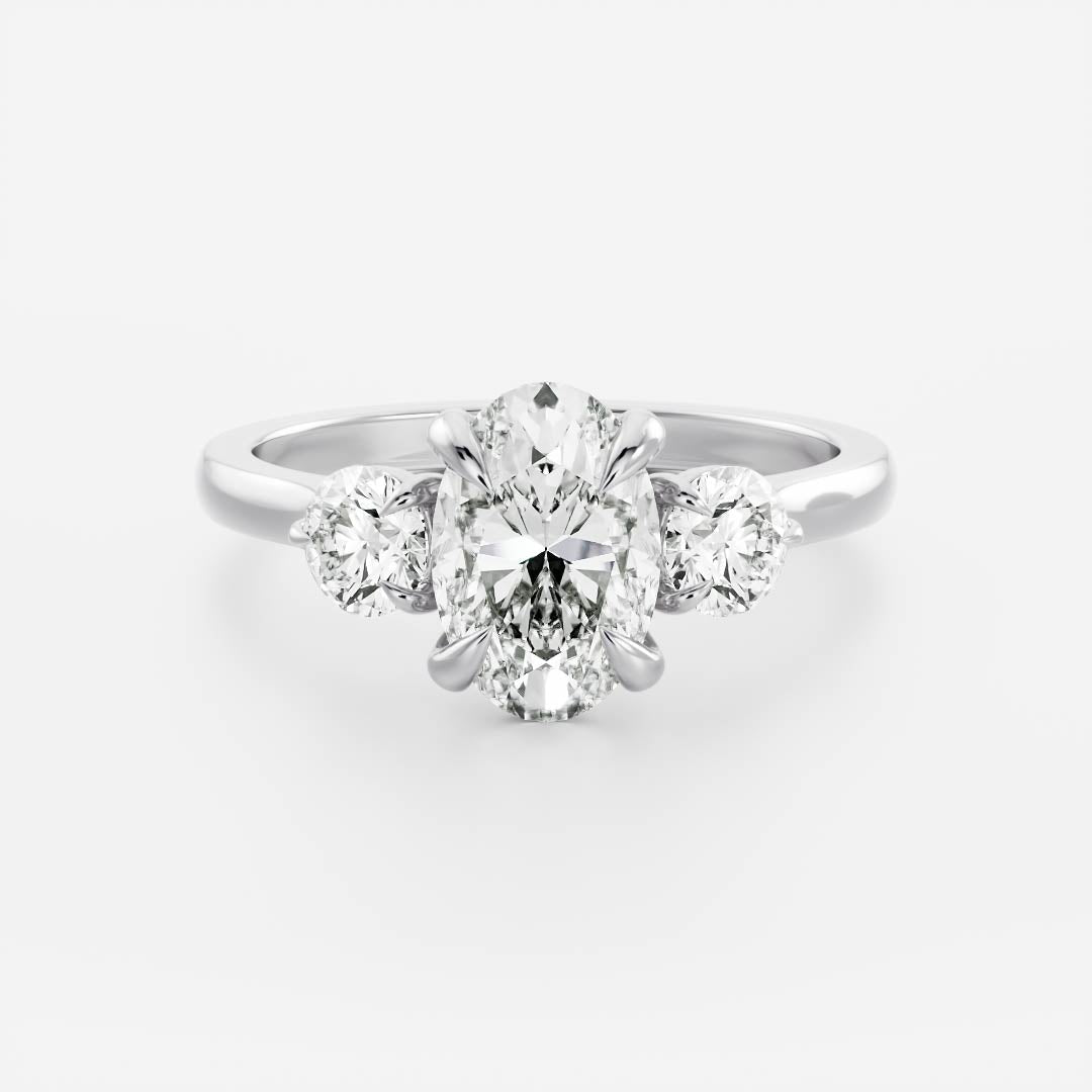 1 CT Oval: Three Stone Lab Grown Diamond