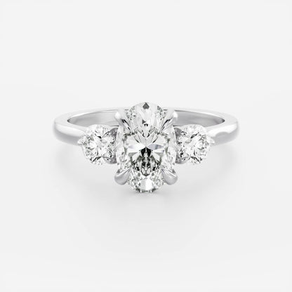 1 CT Oval: Three Stone Lab Grown Diamond