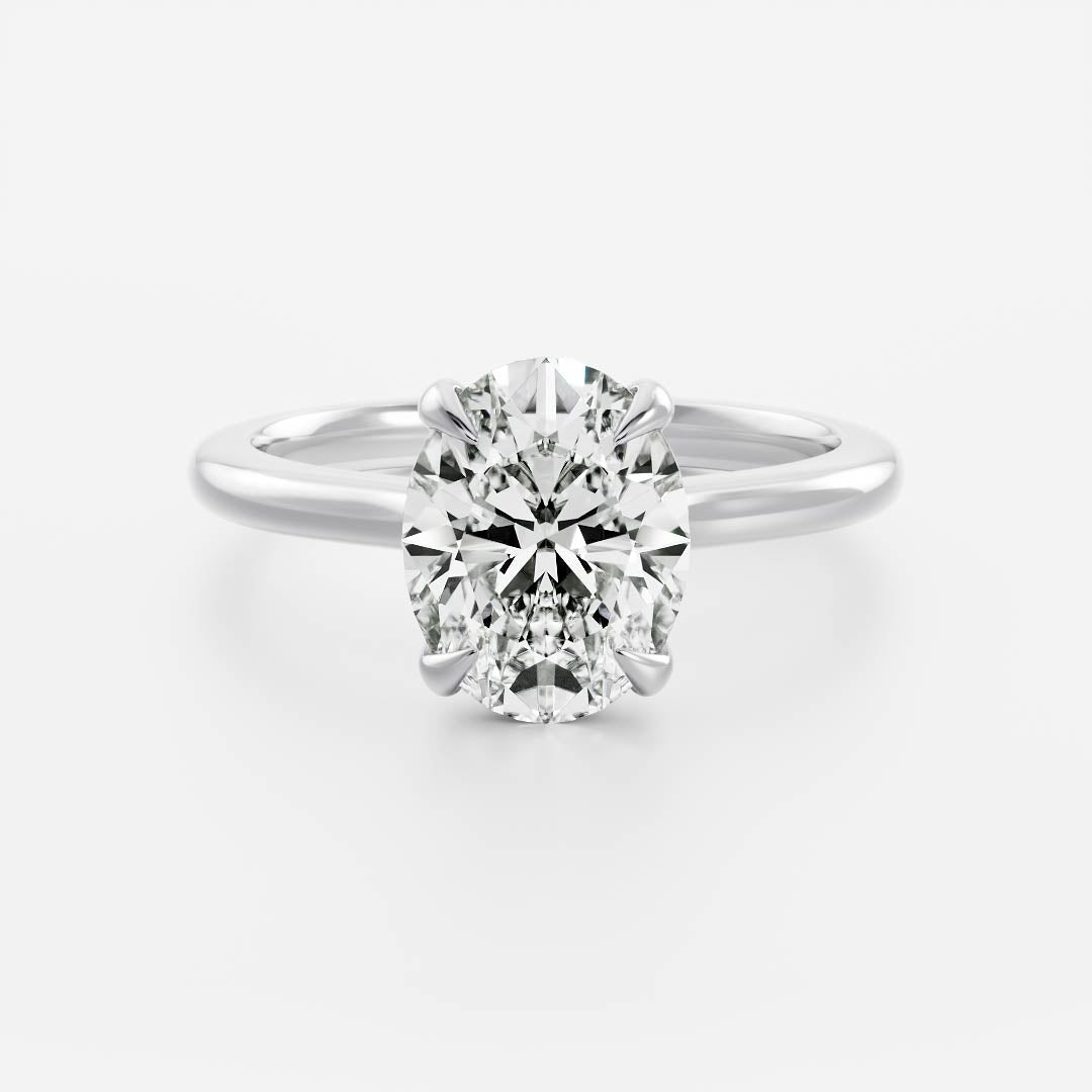 2 CT Oval: Solitaire Lab Grown Diamond Engagement Ring