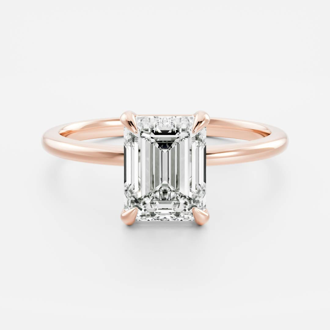2 CT Emerald: Solitaire Lab Grown Diamond Engagement Ring