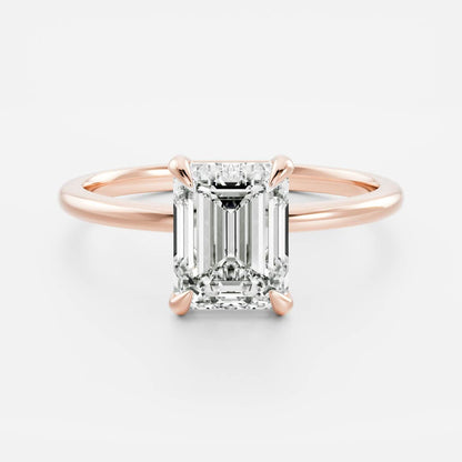 2 CT Emerald: Solitaire Lab Grown Diamond Engagement Ring