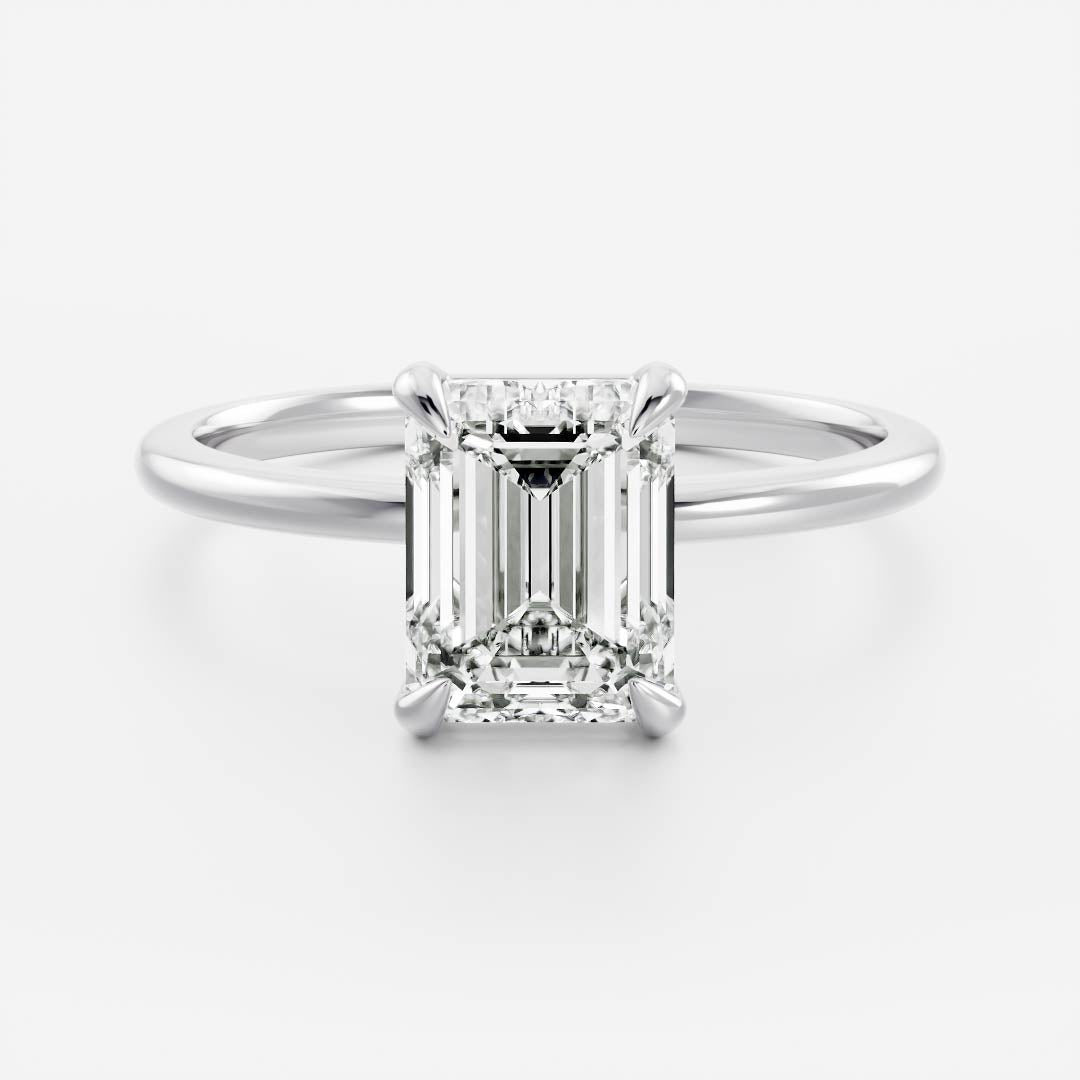 2 CT Emerald: Solitaire Lab Grown Diamond Engagement Ring