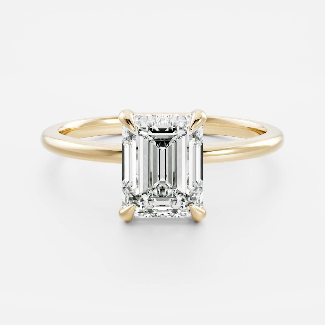 2 CT Emerald: Solitaire Lab Grown Diamond Engagement Ring