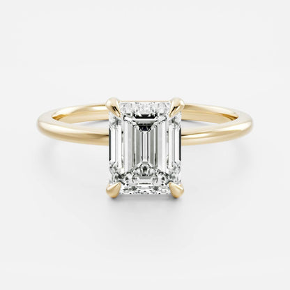 2 CT Emerald: Solitaire Lab Grown Diamond Engagement Ring