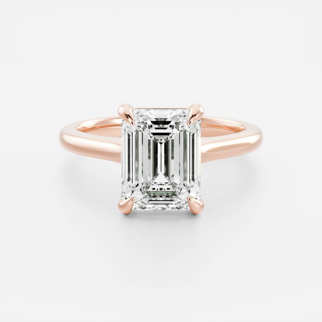 1 CT Emerald: Solitaire Lab Grown Diamond Engagement Ring