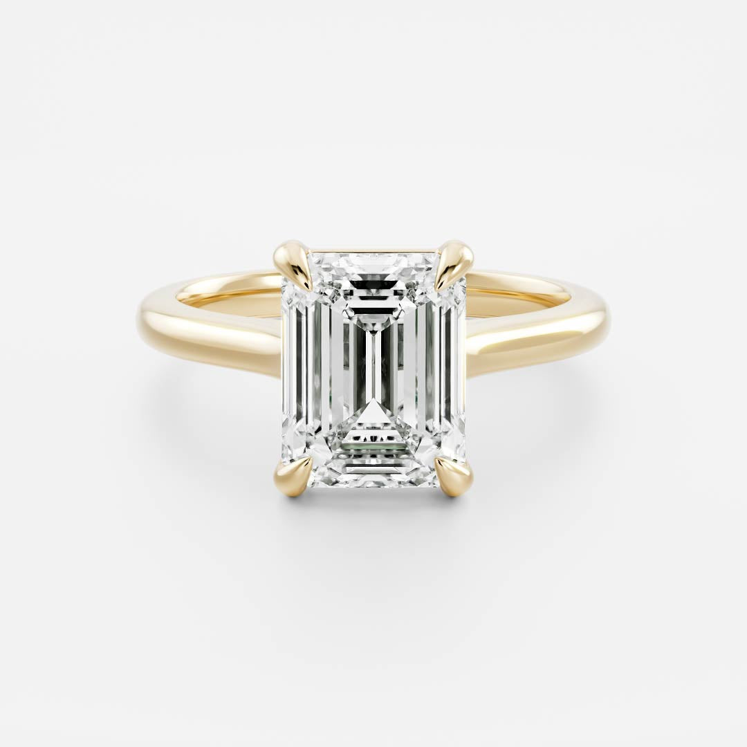 1 CT Emerald: Solitaire Lab Grown Diamond Engagement Ring