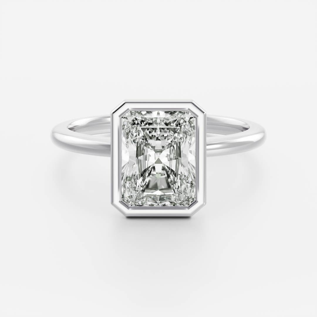 2 CT Radiant: Bezel Lab Grown Diamond Engagement Ring