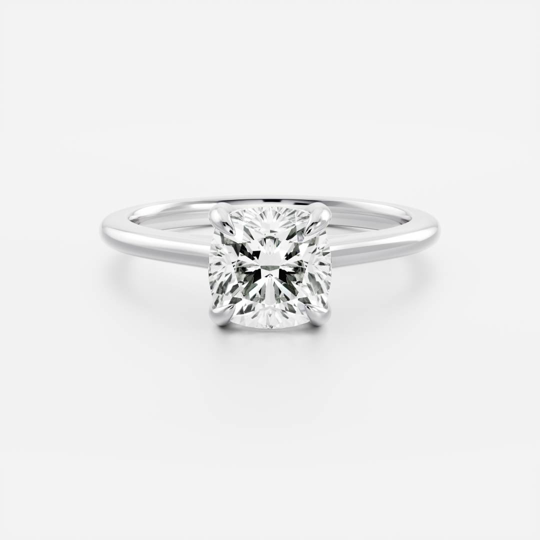 Cushion: Cathedral Solitaire Lab Grown Diaond Engagement Ring
