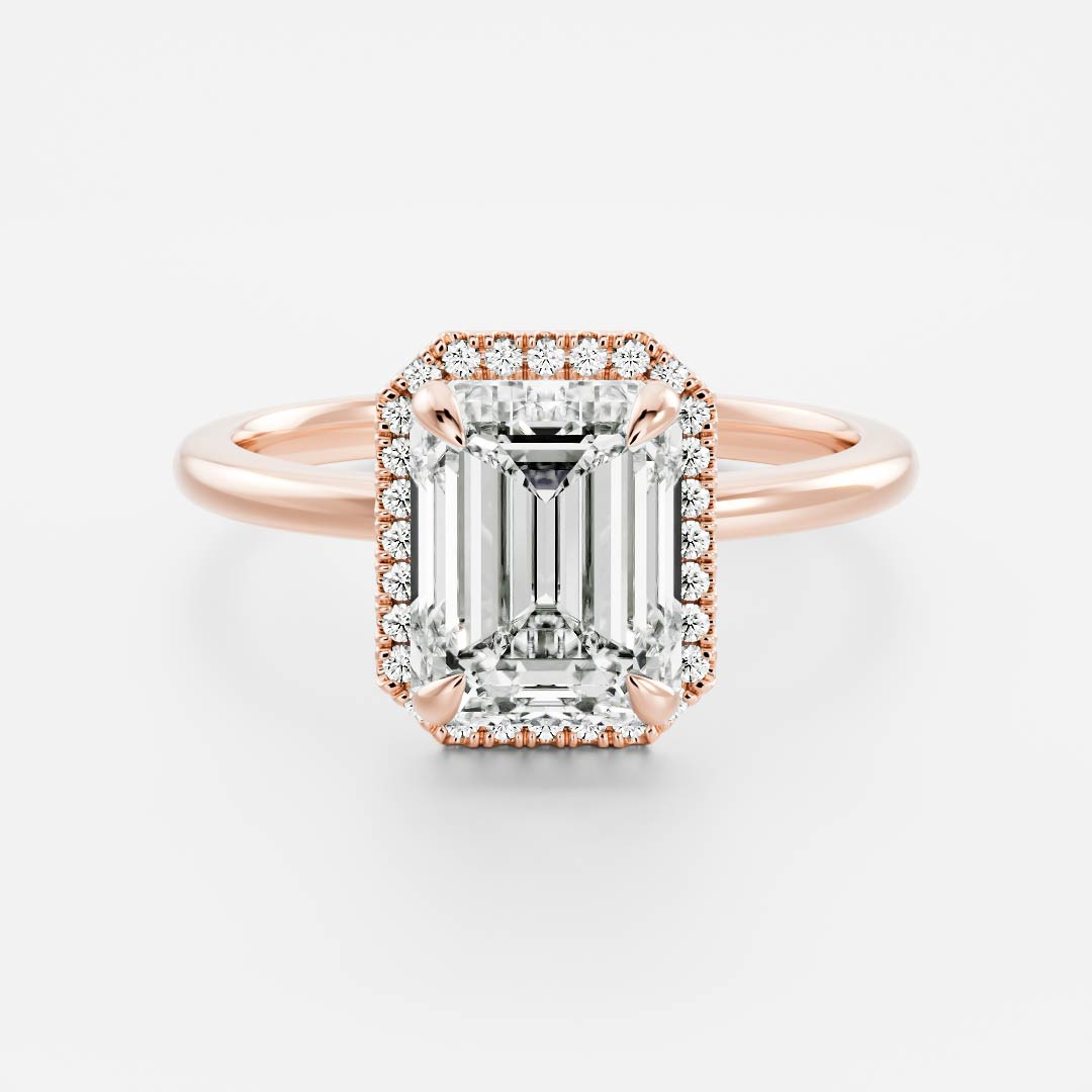 Emerald: Halo Lab Grown Diamond Engagement Ring
