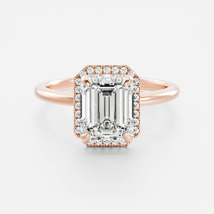 Emerald: Halo Lab Grown Diamond Engagement Ring