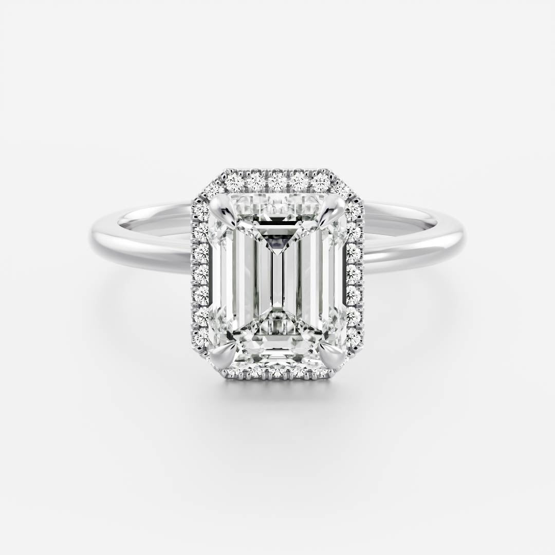 Emerald: Halo Lab Grown Diamond Engagement Ring