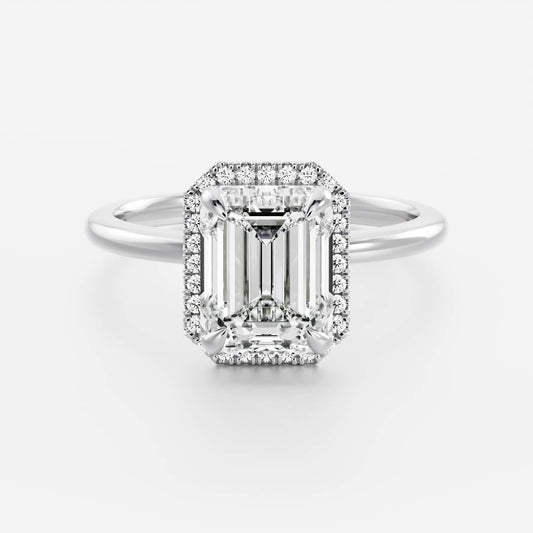 Emerald: Halo Lab Grown Diamond Engagement Ring
