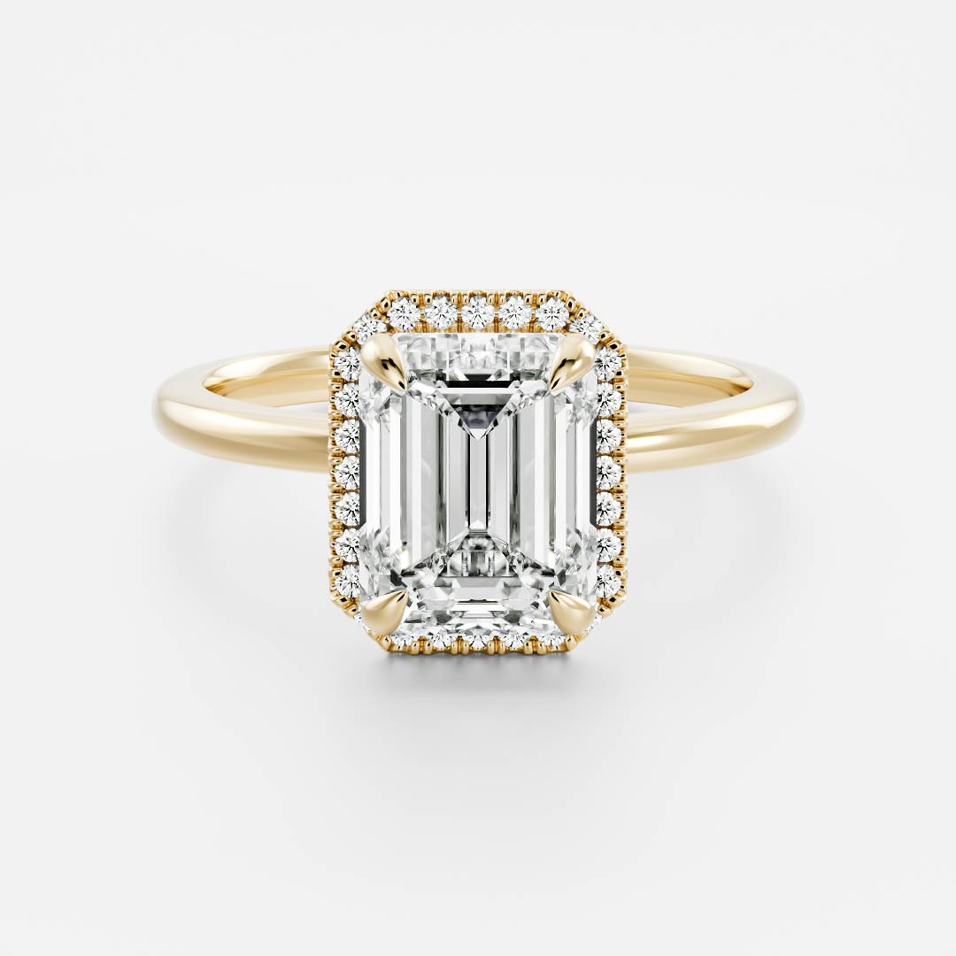 Emerald: Halo Lab Grown Diamond Engagement Ring