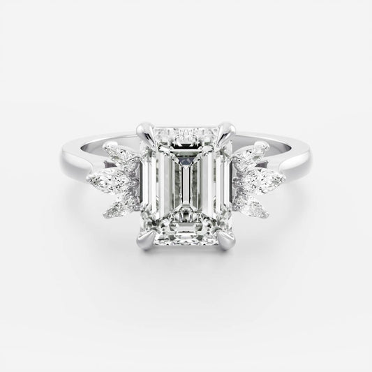 Emerald: Cluster Lab Grown Diamond Engagement Ring