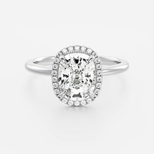 Elongated Cushion: Halo Lab Grown Diamond Engagement Ring