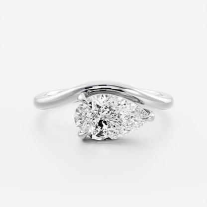 2 CT Pear: Wavy Solitaire Lab Grown Diamond Engagement Ring