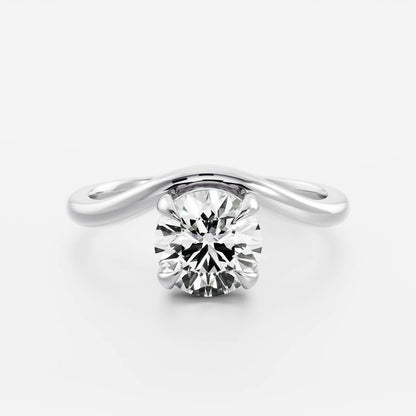 1 CT Round: Wavy Solitaire Lab Grown Diamond Engagement Ring