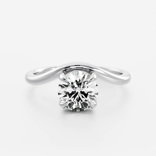 1 CT Round: Wavy Solitaire Lab Grown Diamond Engagement Ring