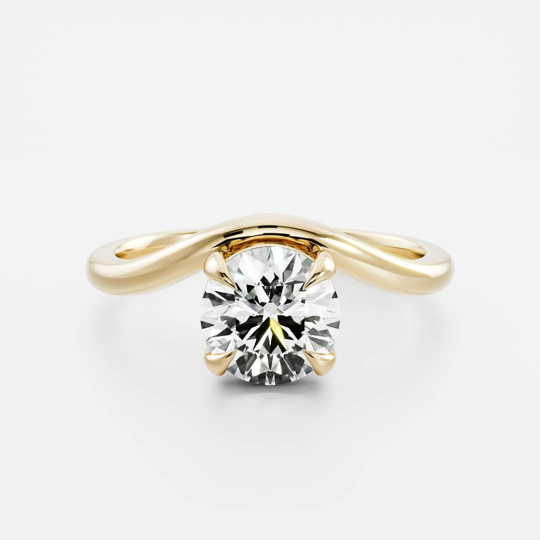 1 CT Round: Wavy Solitaire Lab Grown Diamond Engagement Ring