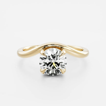 1 CT Round: Wavy Solitaire Lab Grown Diamond Engagement Ring