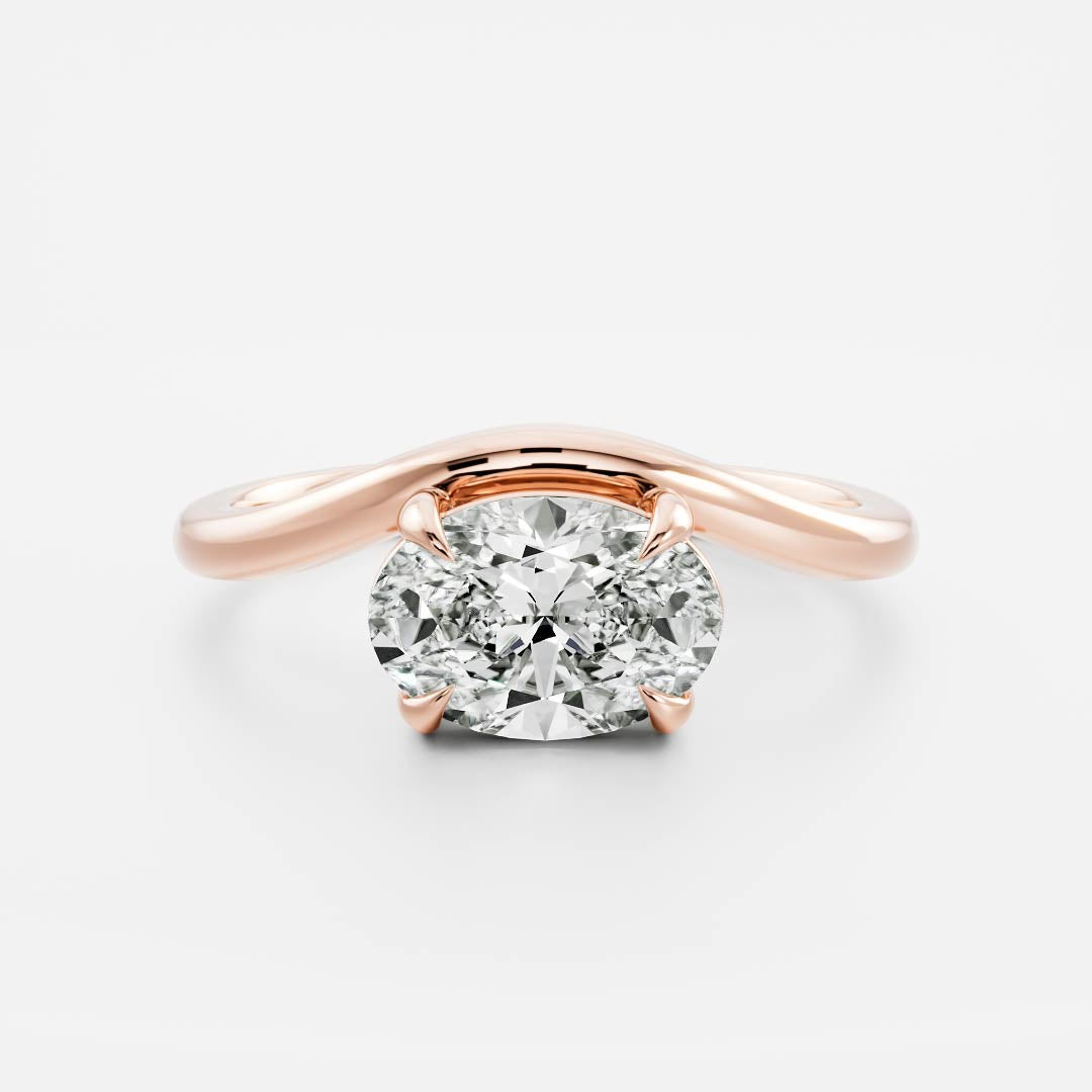 1.5 CT Oval: Wavy Solitaire Lab Grown Diamond Engagement Ring