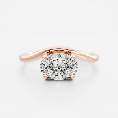 1.5 CT Oval: Wavy Solitaire Lab Grown Diamond Engagement Ring
