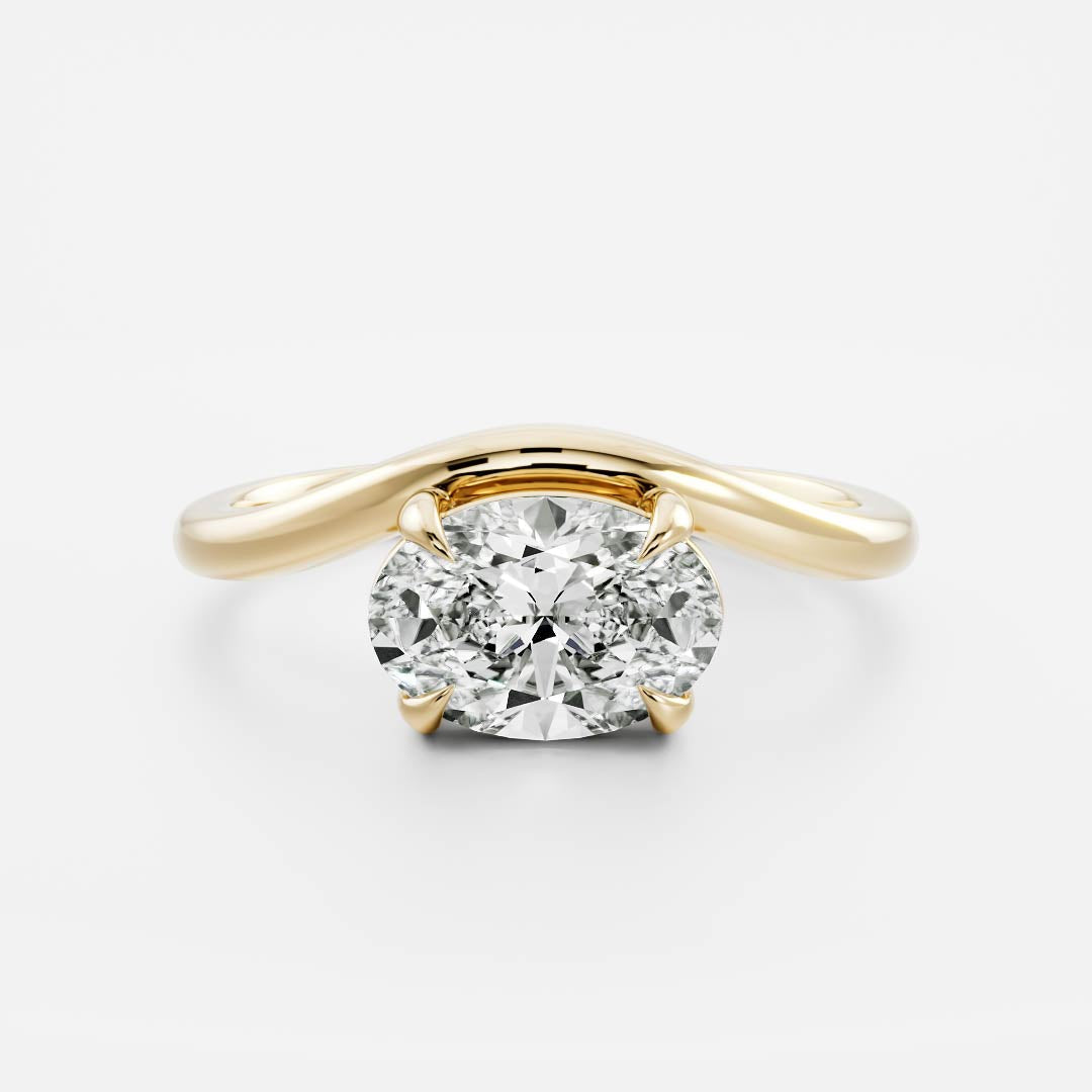 1.5 CT Oval: Wavy Solitaire Lab Grown Diamond Engagement Ring
