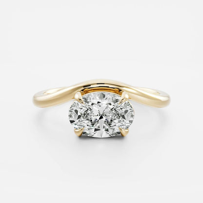 1.5 CT Oval: Wavy Solitaire Lab Grown Diamond Engagement Ring