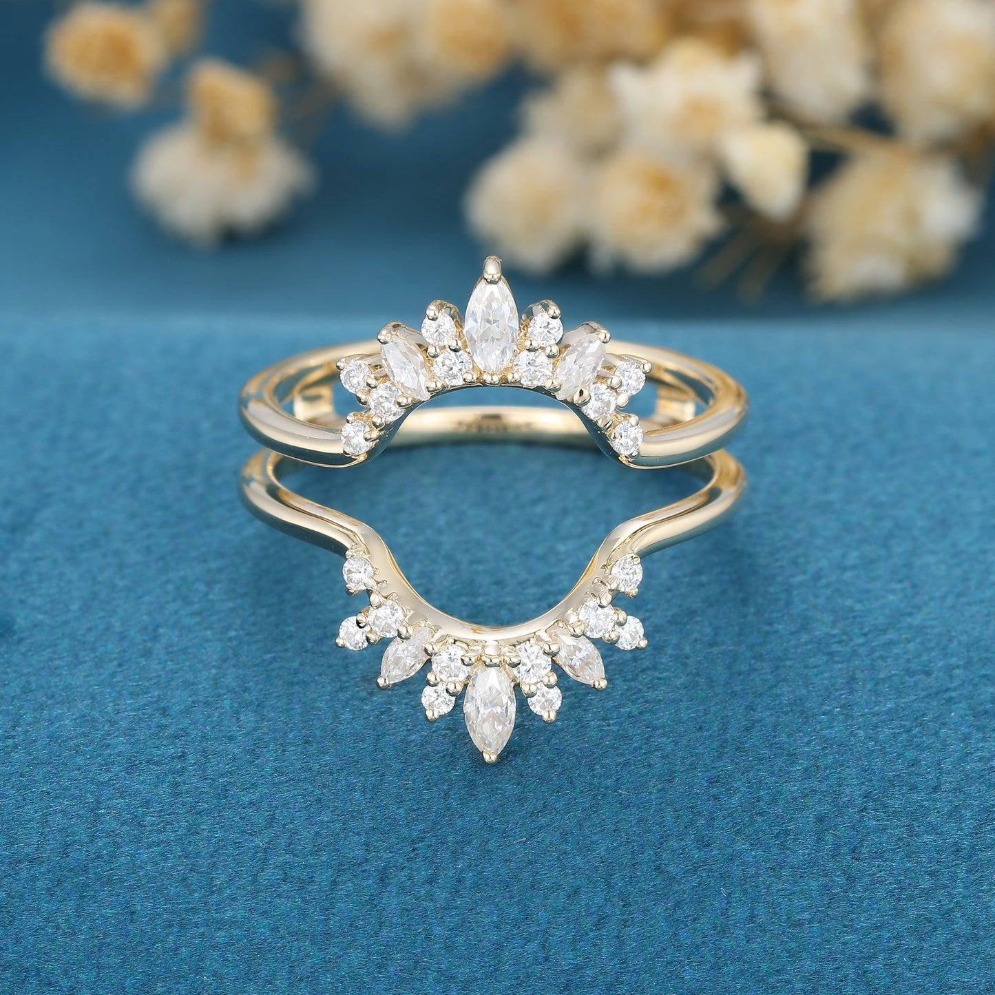 3.80 CT Round, Marquise & Pear Shaped Moissanite Multi Stones Wedding Band