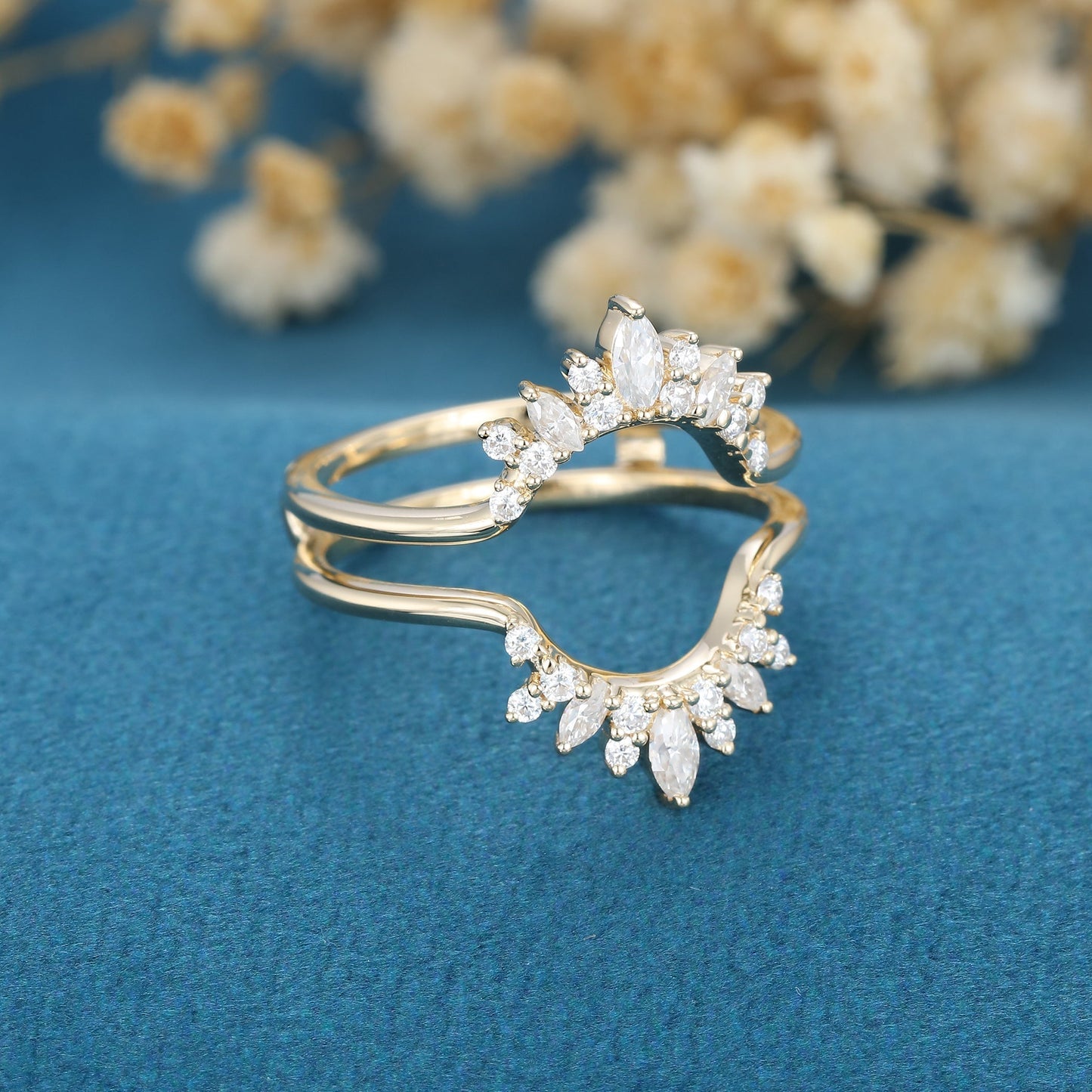 3.80 CT Round, Marquise & Pear Shaped Moissanite Multi Stones Wedding Band