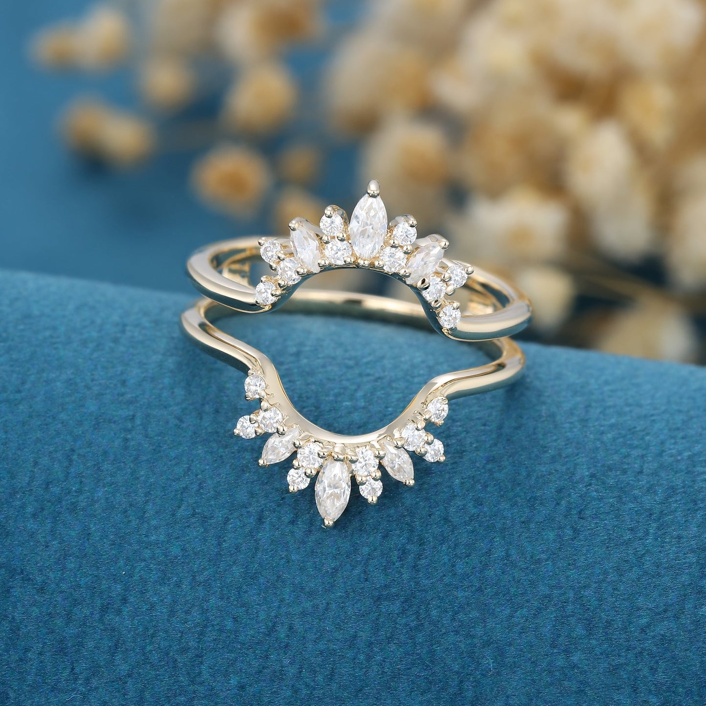 3.80 CT Round, Marquise & Pear Shaped Moissanite Multi Stones Wedding Band