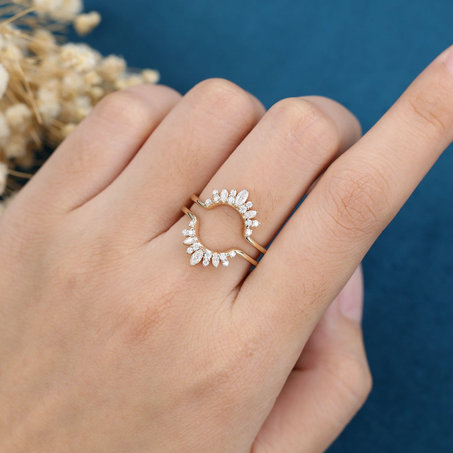 3.80 CT Round, Marquise & Pear Shaped Moissanite Multi Stones Wedding Band