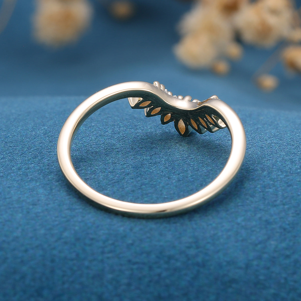 1.70 CT Marquise Shaped Moissanite Curved Wedding Band