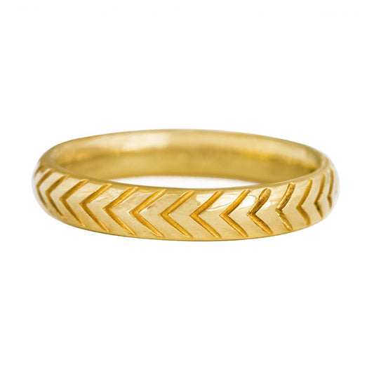 Men's Wedding Band with Engraved Geometric Pattern