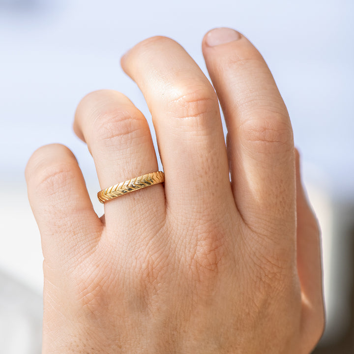 Men's Wedding Band with Engraved Geometric Pattern