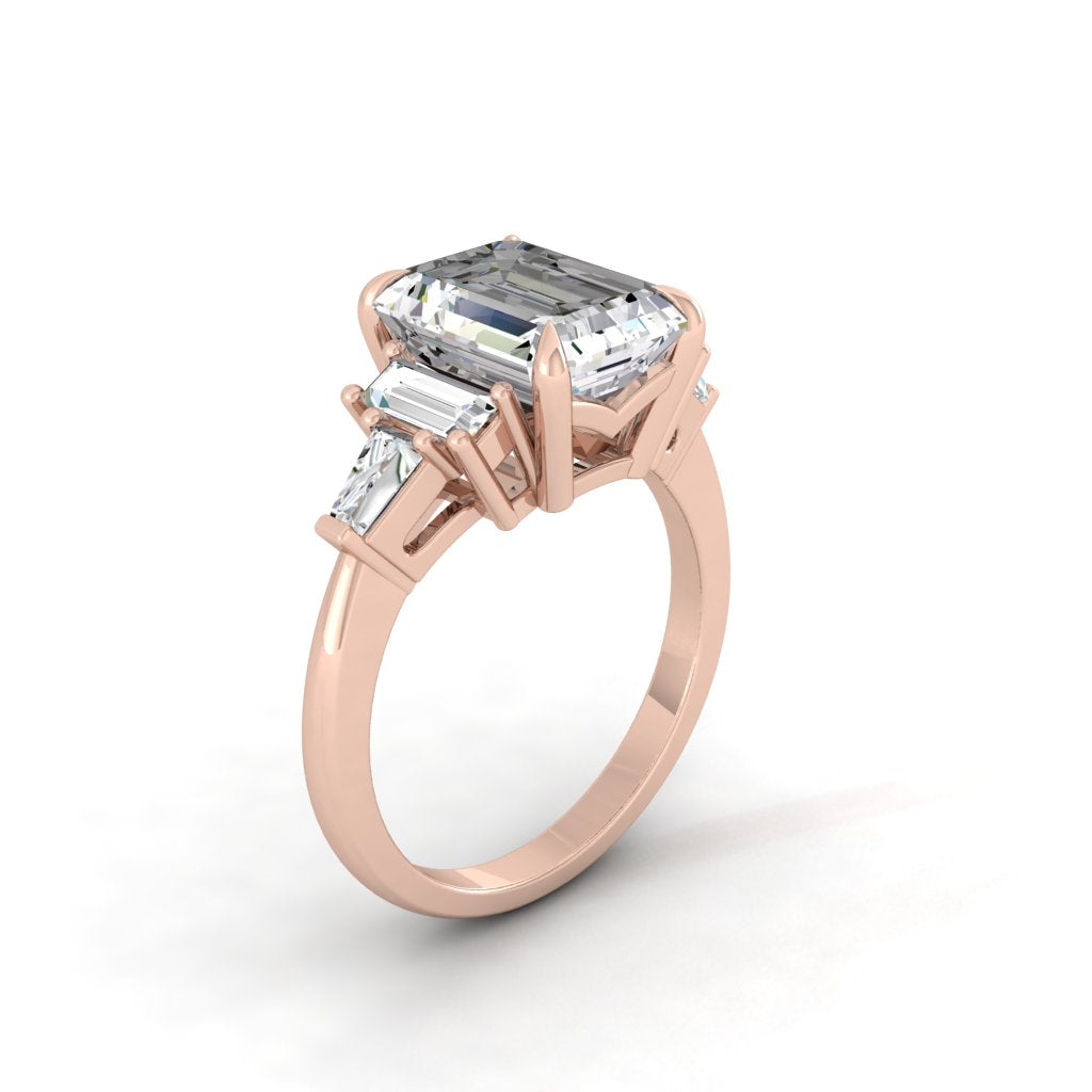 5.75 CT Emerald Cut 3 Stone Moissanite Engagement Ring