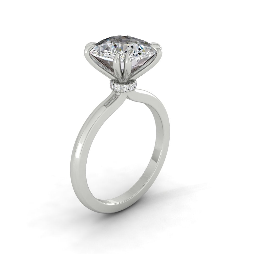 2.0 CT Cushion Cut Solitaire Moissanite Engagement Ring