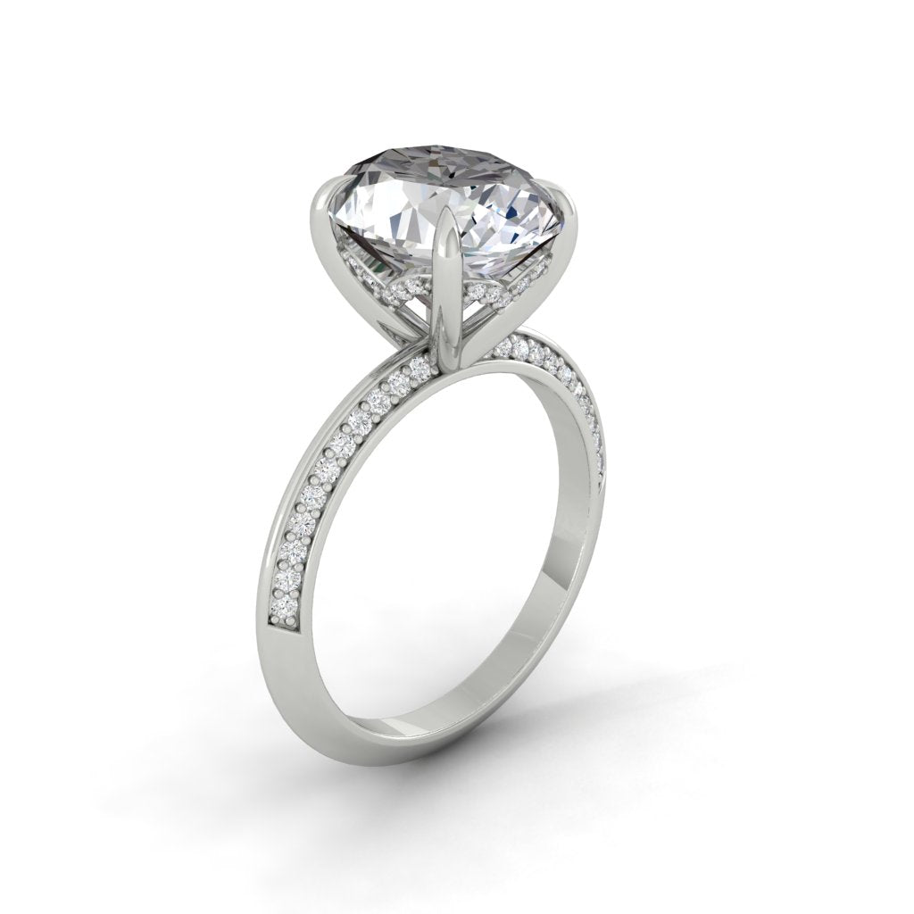 5.18 CT Oval Cut Hidden Halo Moissanite Engagement Ring