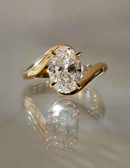 1.0 - 3.0 CT Oval Cut Lab Grown Diamond Bypass Engagement Ring